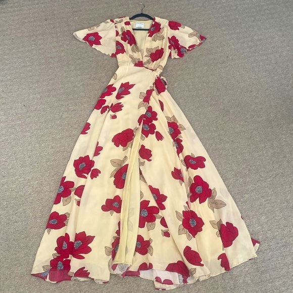 REVOLVE Floral Maxi Dress in Cream and Red - Picture 4 of 10